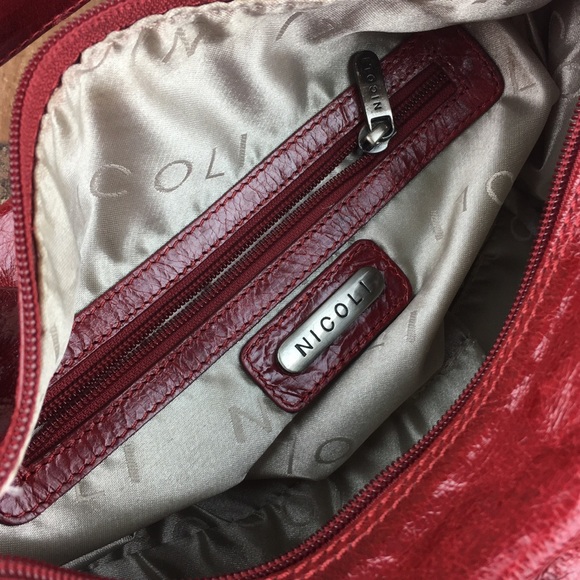 Nicoli Italian Leather Red Buckle Bag Purse - Picture 8 of 15